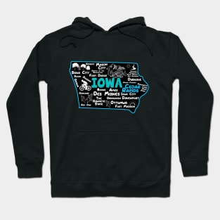 Cedar Rapids Iowa map Des Moines Sioux City, Mason City, Boone, Ames, Davenport, Ottumwa, Fort Madison Hoodie